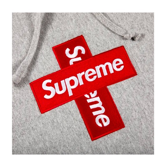 Supreme Cross Box Logo Hooded Sweatshirt 'Heather Grey' - Picture 2 of 6